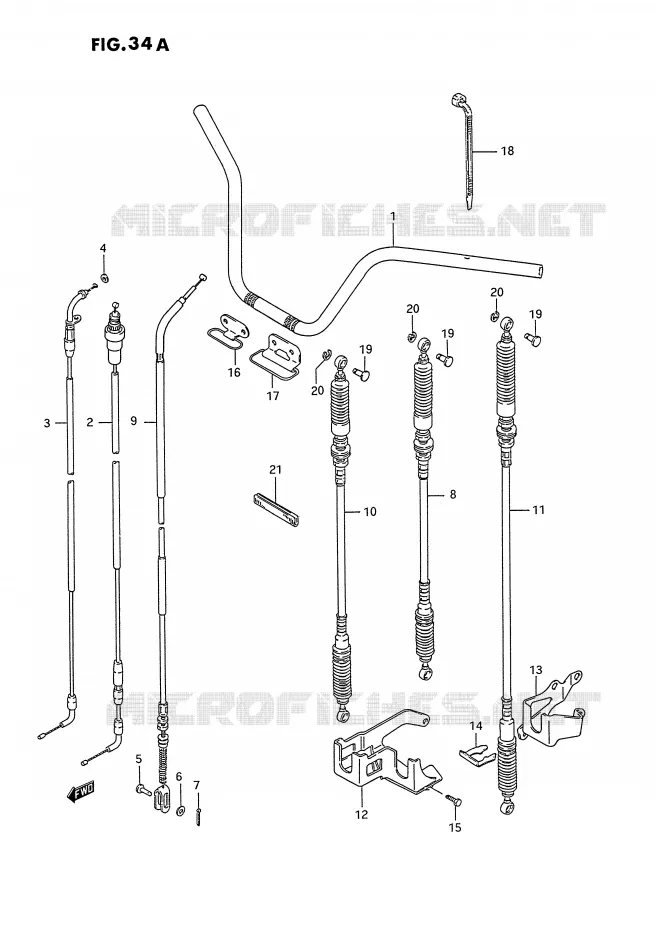 STUUR - KABELS (MODELE L/M/N/P/R/S/T) Suzuki QUAD 250 OZARK 1989  LT-F250K(E28)