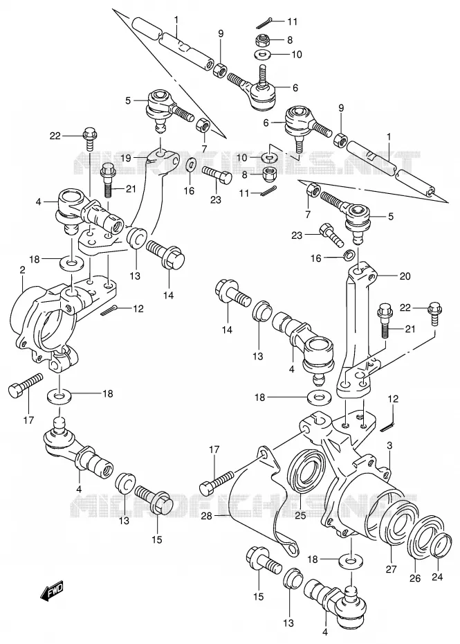 STUURINRICHTING - HUB (MODELE X/Y/K1) Suzuki QUAD 300 KINGQUAD 2002  LT-F300FK2(E24)