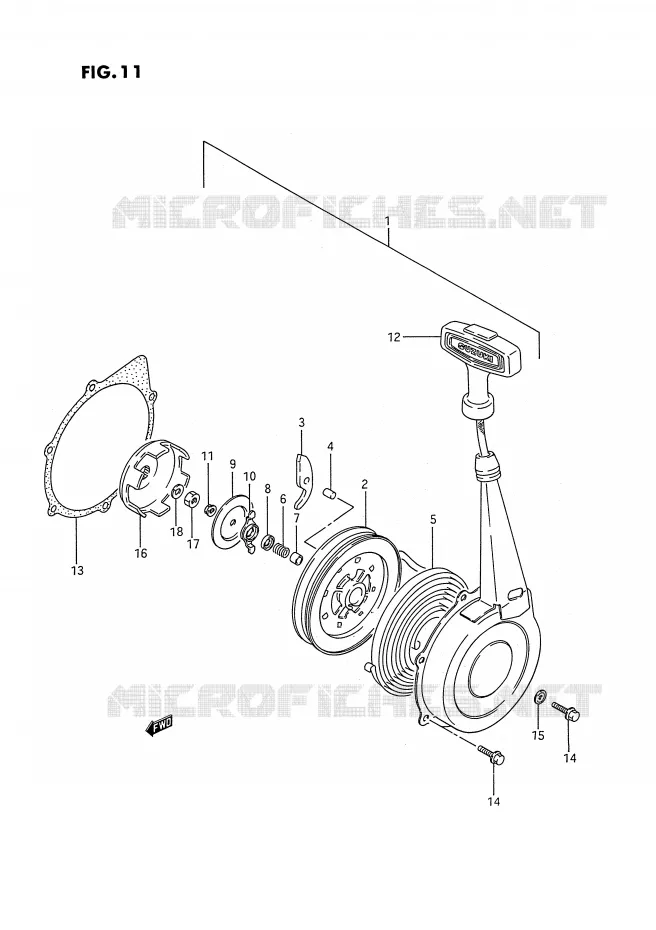 TERUGLOOPSTARTER Suzuki QUAD 250 KINGQUAD 1987  LT-F4WDH(E2)