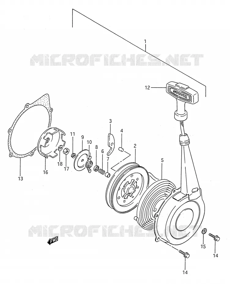 TERUGLOOPSTARTER Suzuki QUAD 250 KINGQUAD 1987  LT-F4WDH(E28)