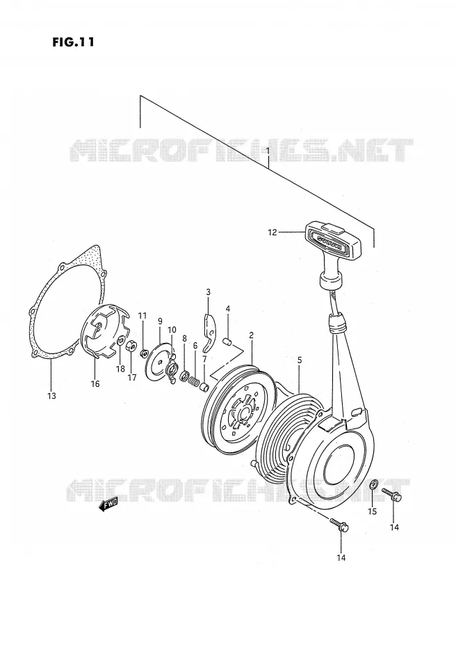 TERUGLOOPSTARTER Suzuki QUAD 300 KINGQUAD 1994  LT-F4WDXR(E3)