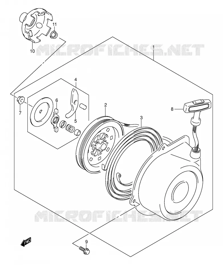 TERUGLOOPSTARTER Suzuki QUAD 400 EIGER 2004  LT-A400FK4(P3/P28)