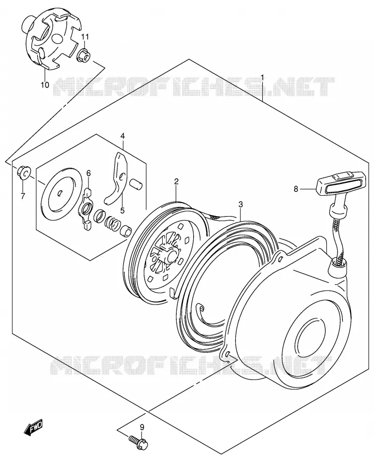TERUGLOOPSTARTER Suzuki QUAD 400 EIGER 2004  LT-F400FK4(P24)