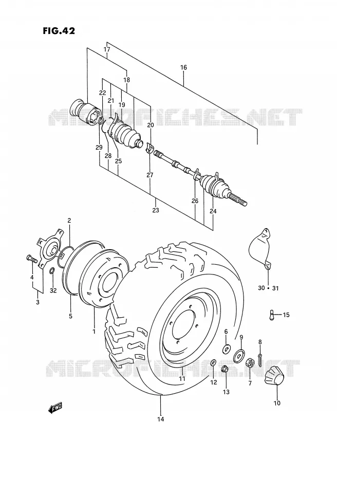 VOORWIEL (MODELE M/N) Suzuki QUAD 300 KINGQUAD 1991  LT-F4WDXM(E2)
