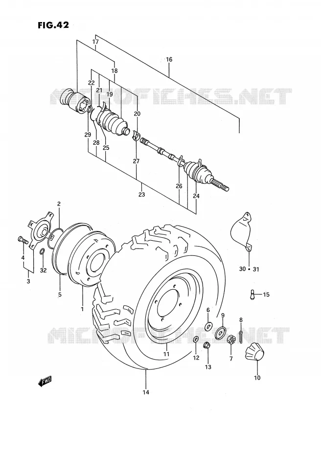 VOORWIEL (MODELE M/N) Suzuki QUAD 300 KINGQUAD 1992  LT-F4WDXN(E3)
