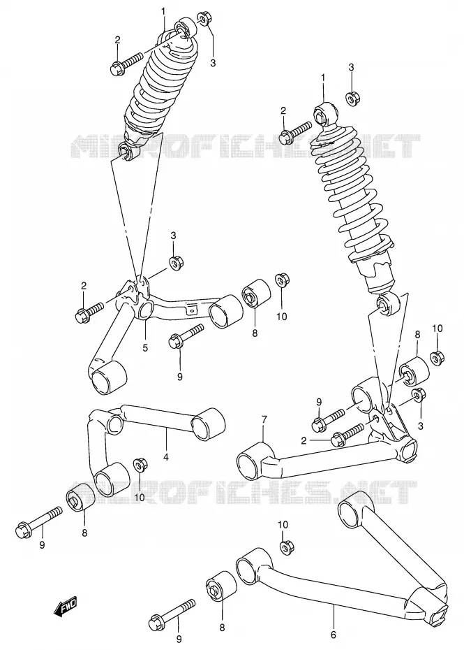 VOORWIELOPHANGING ARM Suzuki QUAD 250 OZARK 2002  LT-F250FK2(E24)