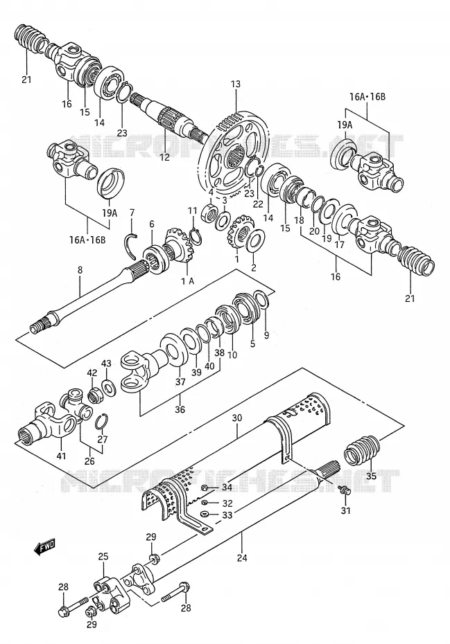 AANDRIJFAS (MODEL H/J/K/L/M/N/P) Suzuki QUAD 250 KINGQUAD 1989  LT-F4WDK(E28)