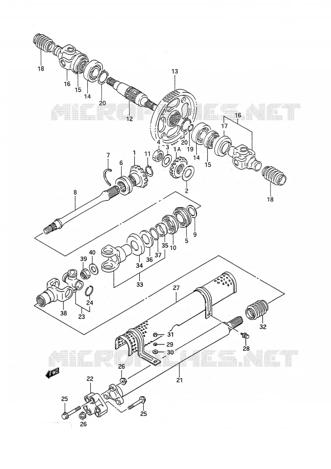 AANDRIJFAS (MODELE M/N/P/R) Suzuki QUAD 300 KINGQUAD 1991  LT-F4WDXM(E28)