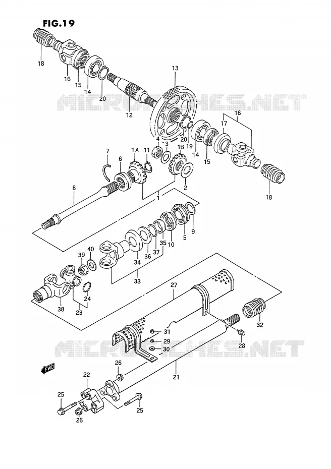 AANDRIJFAS (MODELE M/N/P) Suzuki QUAD 300 KINGQUAD 1994  LT-F4WDXR(E2)