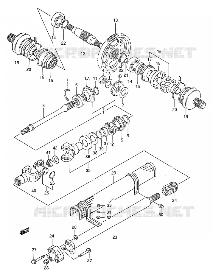 AANDRIJFAS (MODELE R/S) Suzuki QUAD 250 KINGQUAD 1994  LT-F4WDR(E28)