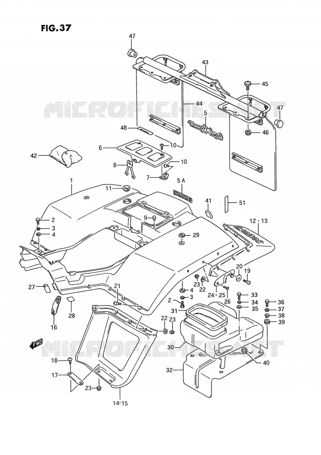 ACHTERSPATBORD (MODELE J/K/L) Suzuki QUAD 250 OZARK 1992  LT-F250N(E28)
