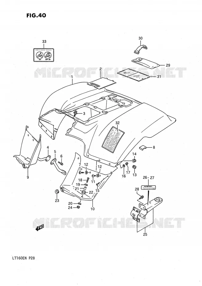 ACHTERSPATBORD (MODELE K) Suzuki QUAD 160 QUADRUNNER 1990  LT160EL(P28)