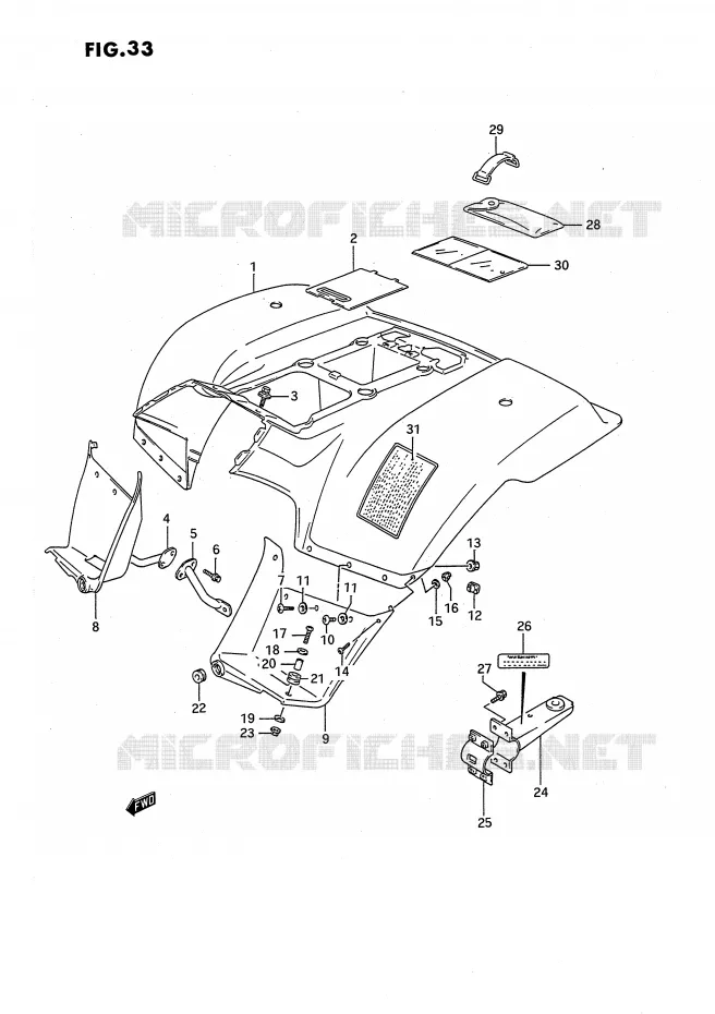 ACHTERSPATBORD (MODELE L) Suzuki QUAD 160 OZARK 1991  LT-F160M(P2)
