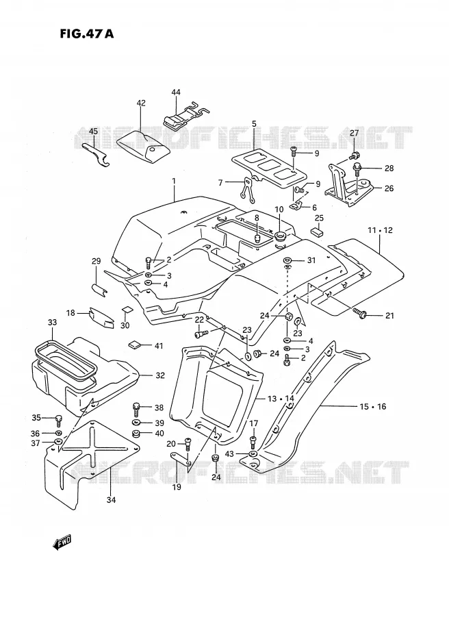 ACHTERSPATBORD (MODELE M/N/P/R/S) Suzuki QUAD 250 KINGQUAD 1992  LT-F4WDN(E2)