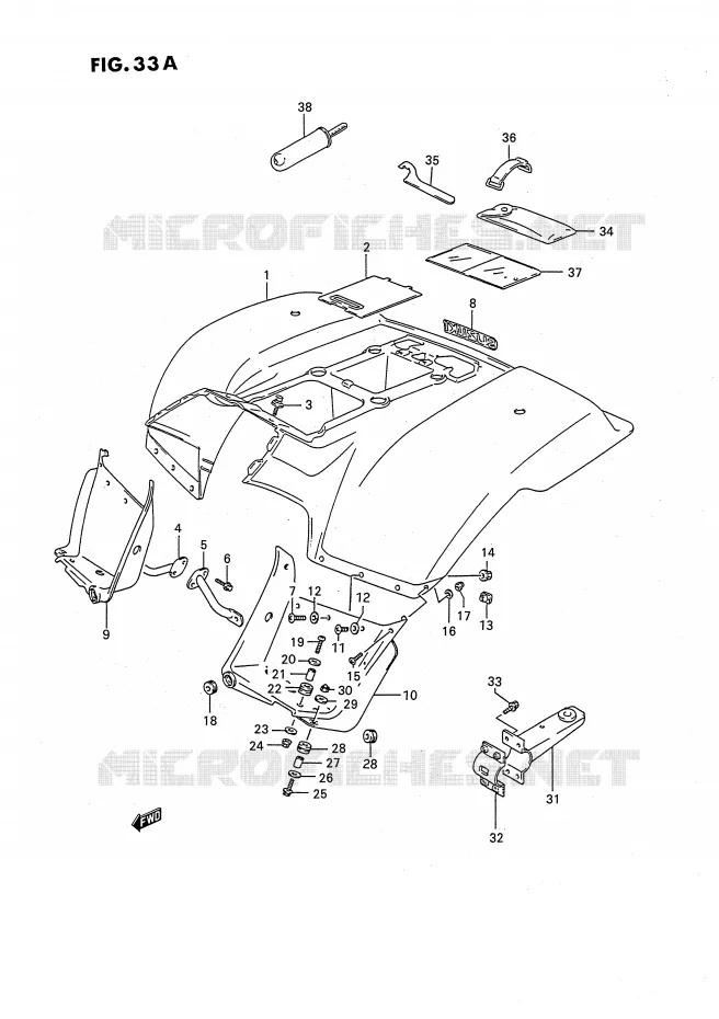 ACHTERSPATBORD (MODELE M/N/P/R/S/T) Suzuki QUAD 160 OZARK 1996  LT-F160T(P2)