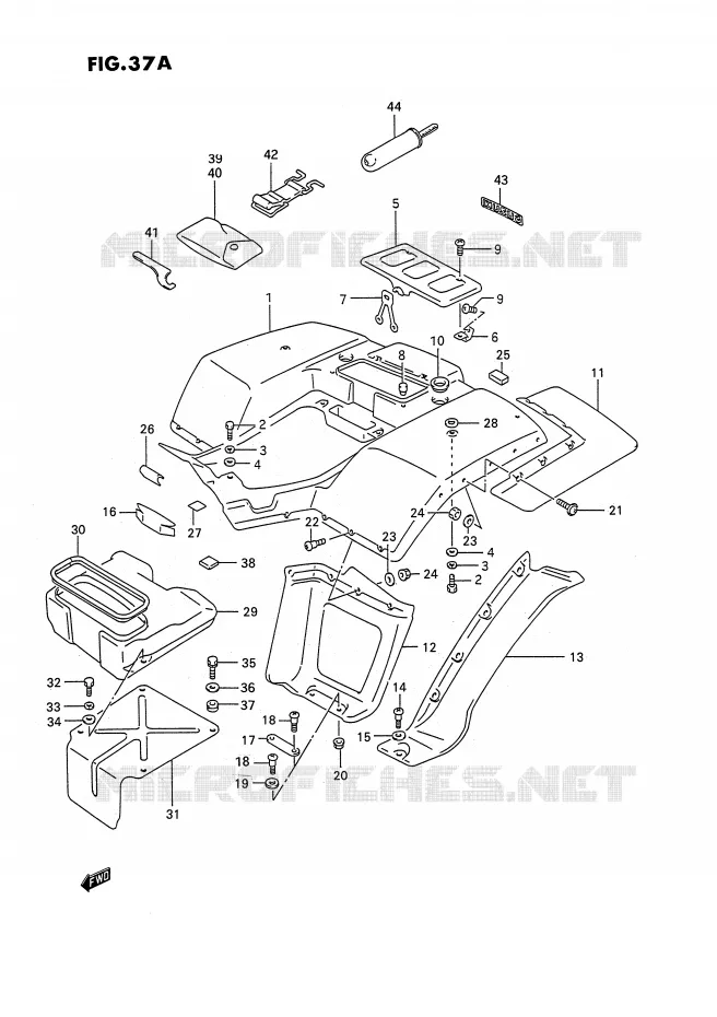 ACHTERSPATBORD (MODELE M/N/P/R/S/T) Suzuki QUAD 250 OZARK 1991  LT-F250M(E2)