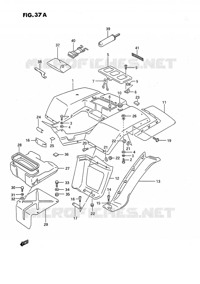 ACHTERSPATBORD (MODELE M/N/P/R/S/T) Suzuki QUAD 250 OZARK 1996  LT-F250T(E3)