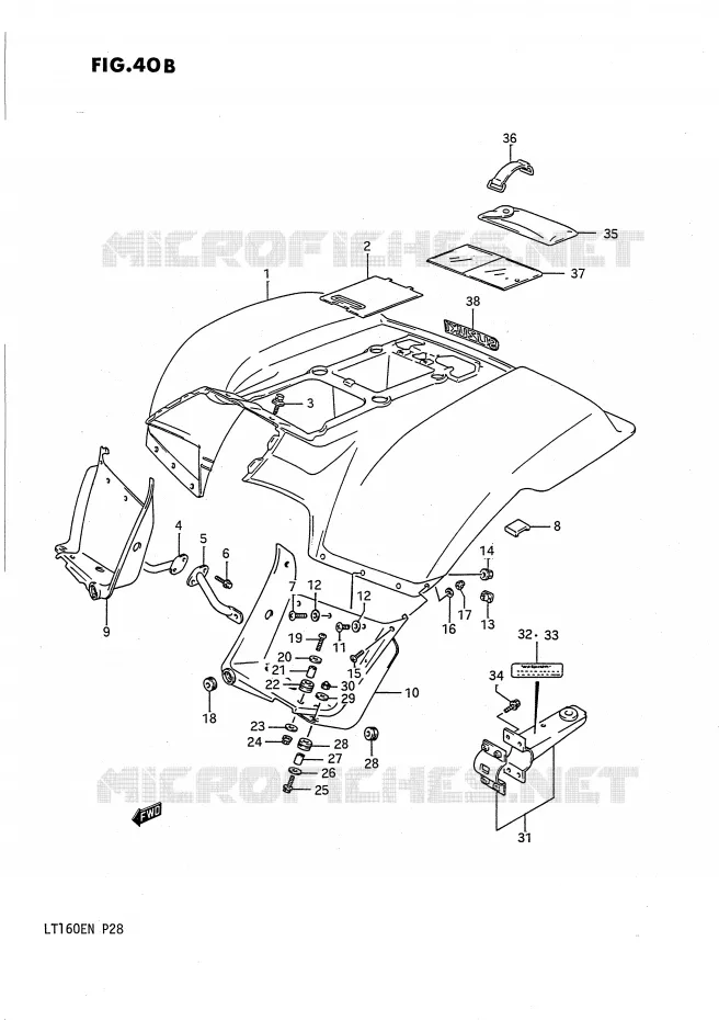 ACHTERSPATBORD (MODELE M/N) Suzuki QUAD 160 QUADRUNNER 1989  LT160EK(P28)