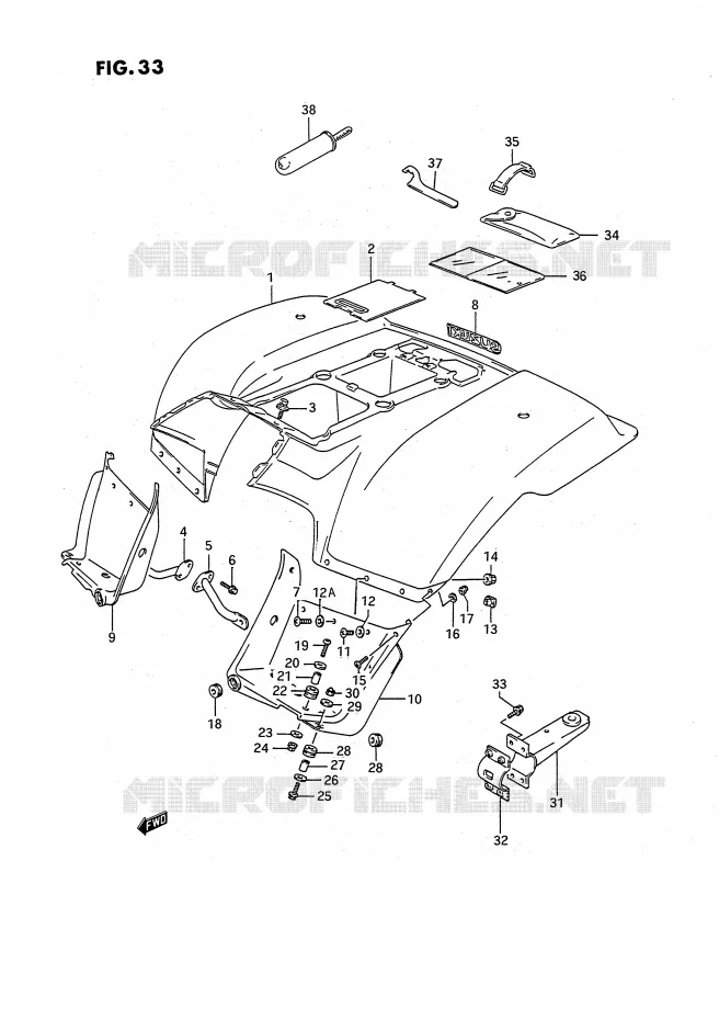 ACHTERSPATBORD Suzuki QUAD 160 OZARK 1993  LT-F160P(P3)