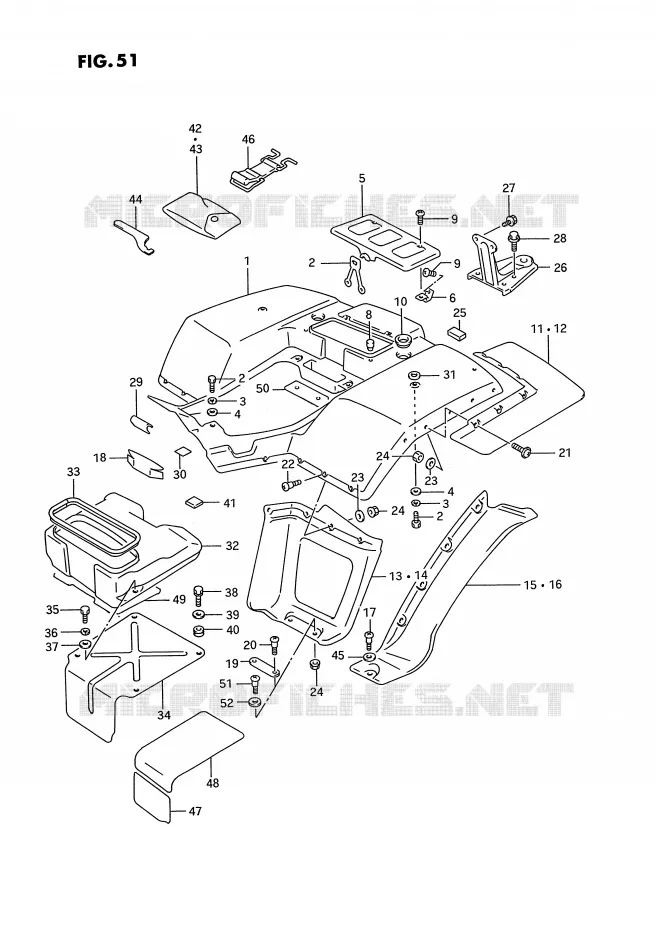ACHTERSPATBORD Suzuki QUAD 300 KINGQUAD 1993  LT-F4WDXP(E2)