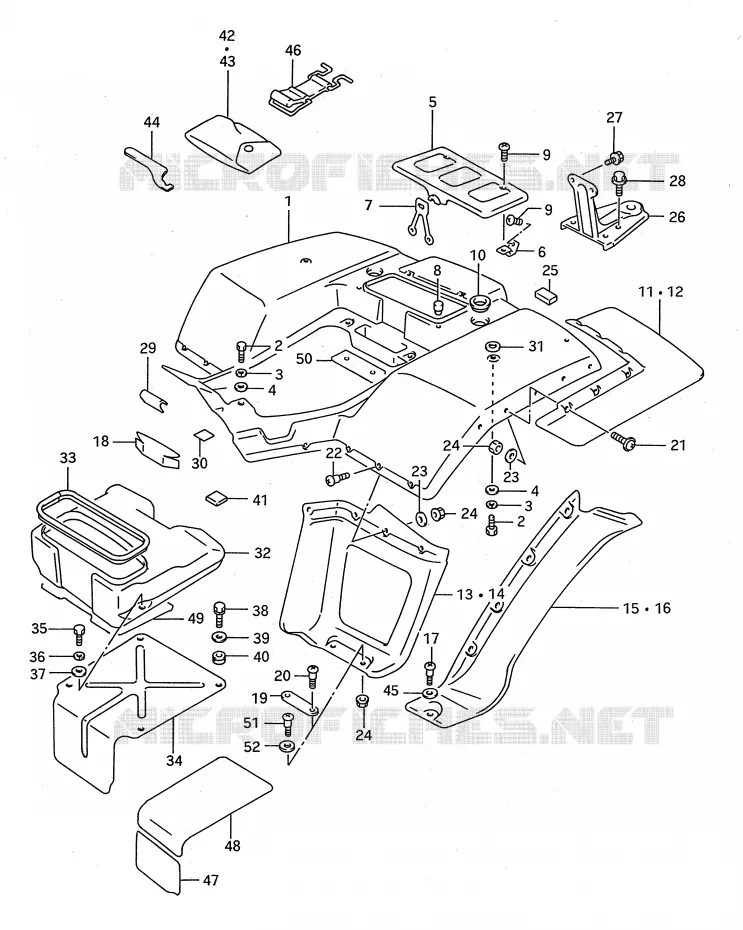 ACHTERSPATBORD Suzuki QUAD 300 KINGQUAD 1993  LT-F4WDXP(E28)