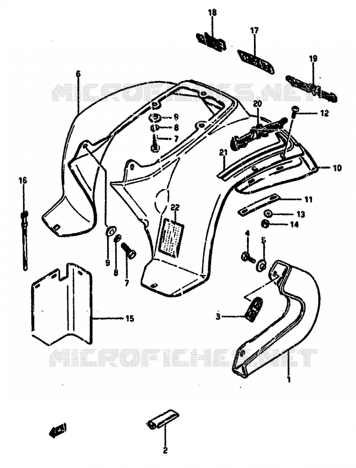 ACHTERSPATBORD Suzuki QUAD 50 MINIQUAD-SPORT 1987  LT50H(E/F/G/H/J/K)