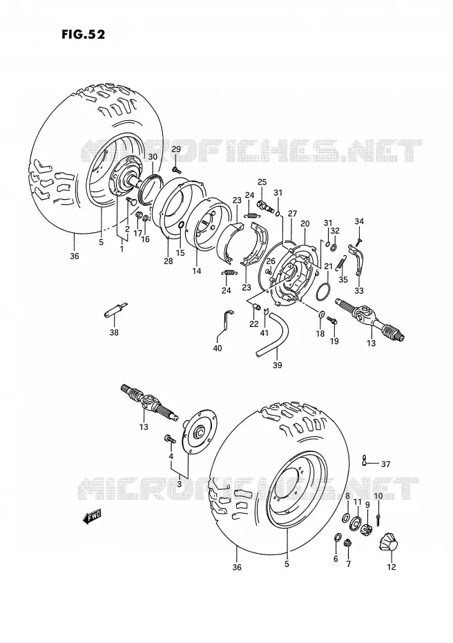 ACHTERWIEL (MODELE M/N/P/R) Suzuki QUAD 300 KINGQUAD 1994  LT-F4WDXR(E2)