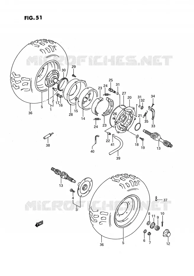 ACHTERWIEL (MODELE M/N/P/R) Suzuki QUAD 300 KINGQUAD 1994  LT-F4WDXR(E3)