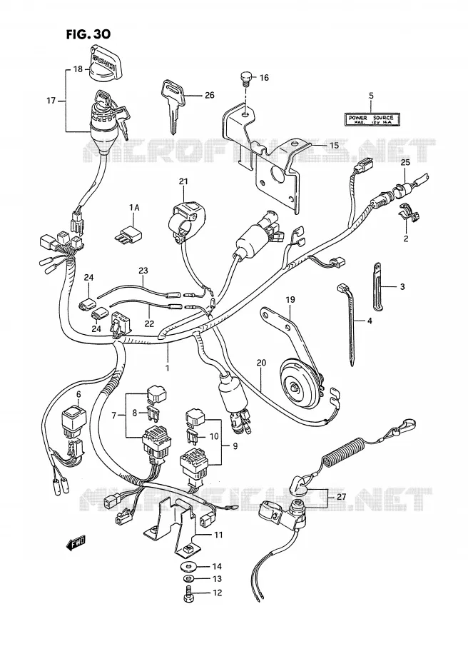 BEDRADING Suzuki QUAD 300 KINGQUAD 1994  LT-F4WDXR(E2)
