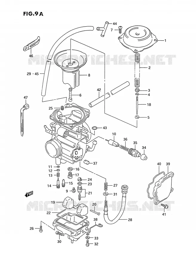 CARBURATOR (MODELE L/M/N/P/R/S/T) Suzuki QUAD 250 OZARK 1991  LT-F250M(E28)