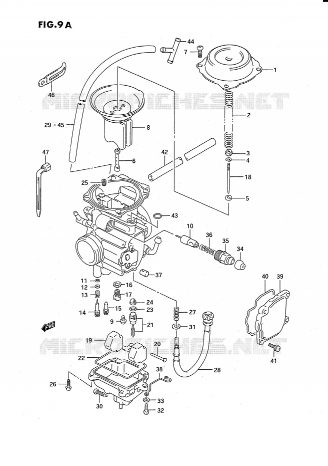 CARBURATOR (MODELE L/M/N/P/R/S/T) Suzuki QUAD 250 OZARK 1995  LT-F250S(E3)