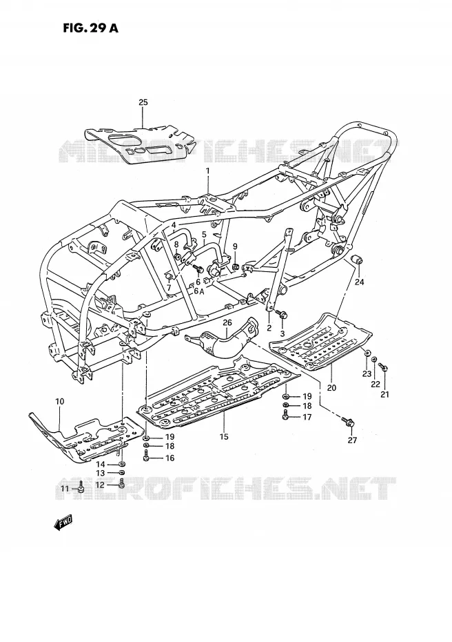 FRAME (MODELE L/M/N/P/R/S) Suzuki QUAD 250 KINGQUAD 1994  LT-F4WDR(E2)