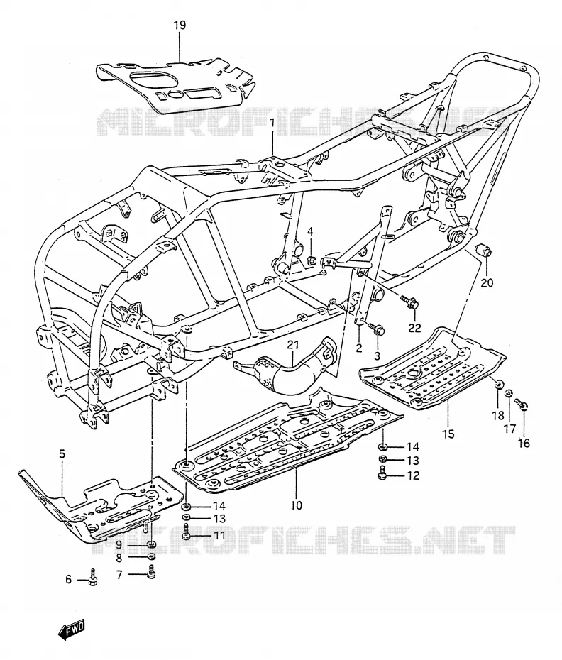 FRAME (MODELE L/M/N/P/R/S) Suzuki QUAD 250 KINGQUAD 1994  LT-F4WDR(E28)