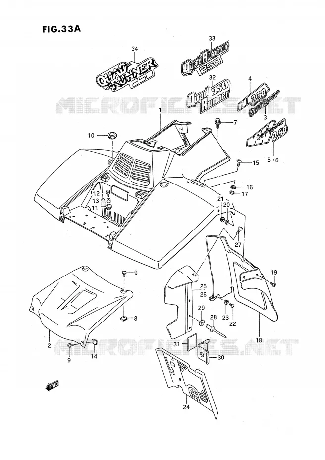 FRONT FENDER (MODELE M/N/P/R/S/T) Suzuki QUAD 250 OZARK 1993  LT-F250P(E2)
