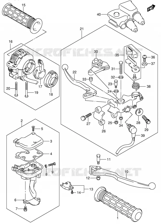 HANDGRIPS - LEVERS Suzuki QUAD 400 QUADSPORT 2004  LT-Z400K4(E19)