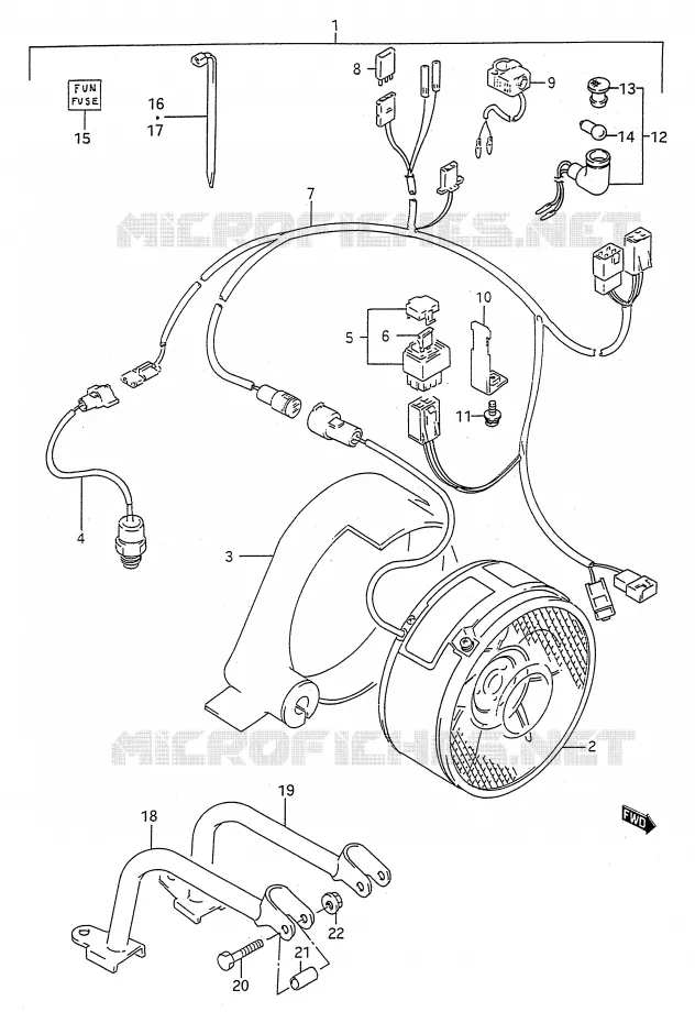 KOELVENTILATOR (MODELE N/P/R/S:OPTIONNEL) Suzuki QUAD 250 KINGQUAD 1989  LT-F4WDK(E28)