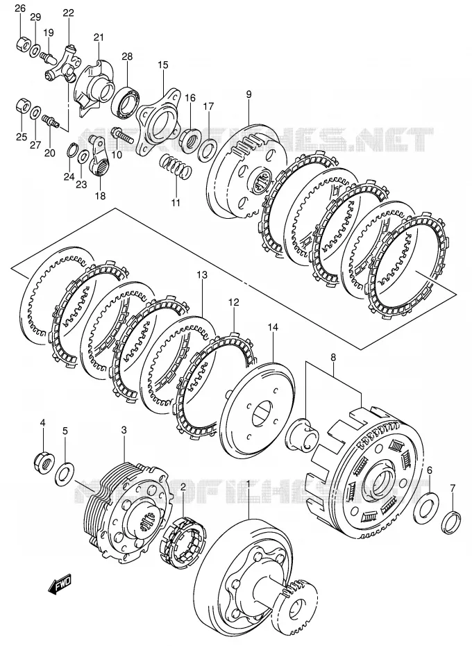 KOPPELING (MODEL K4/K5/K6/K7) Suzuki QUAD 400 EIGER 2003  LT-F400FK3(P3/P28)