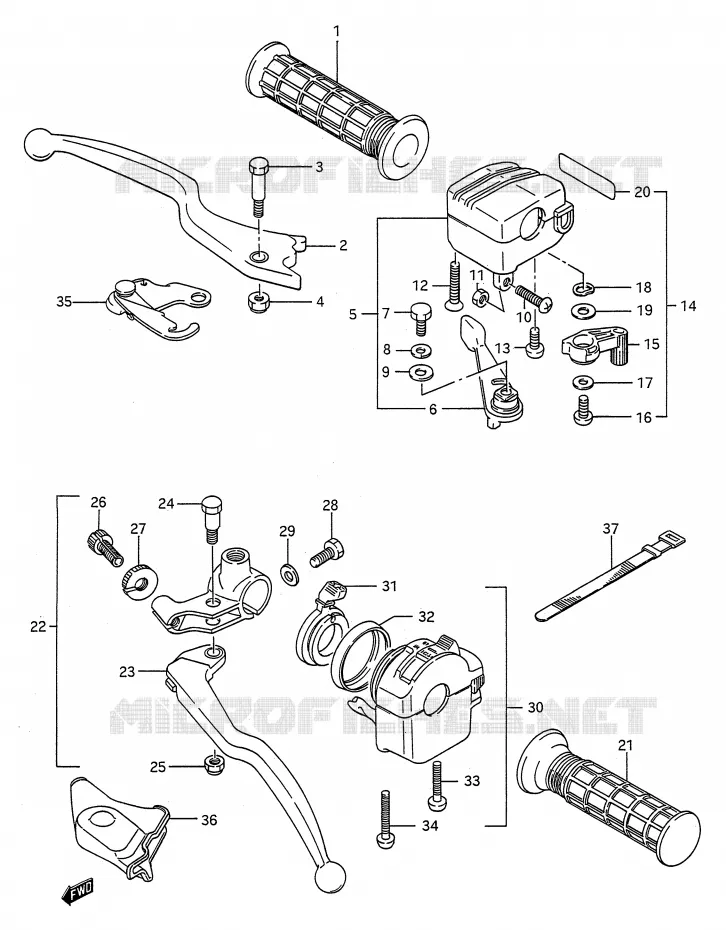 SCHAKELAARS (MODELE H/J/K/L/M/N/P) Suzuki QUAD 250 KINGQUAD 1990  LT-F4WDL(E28)
