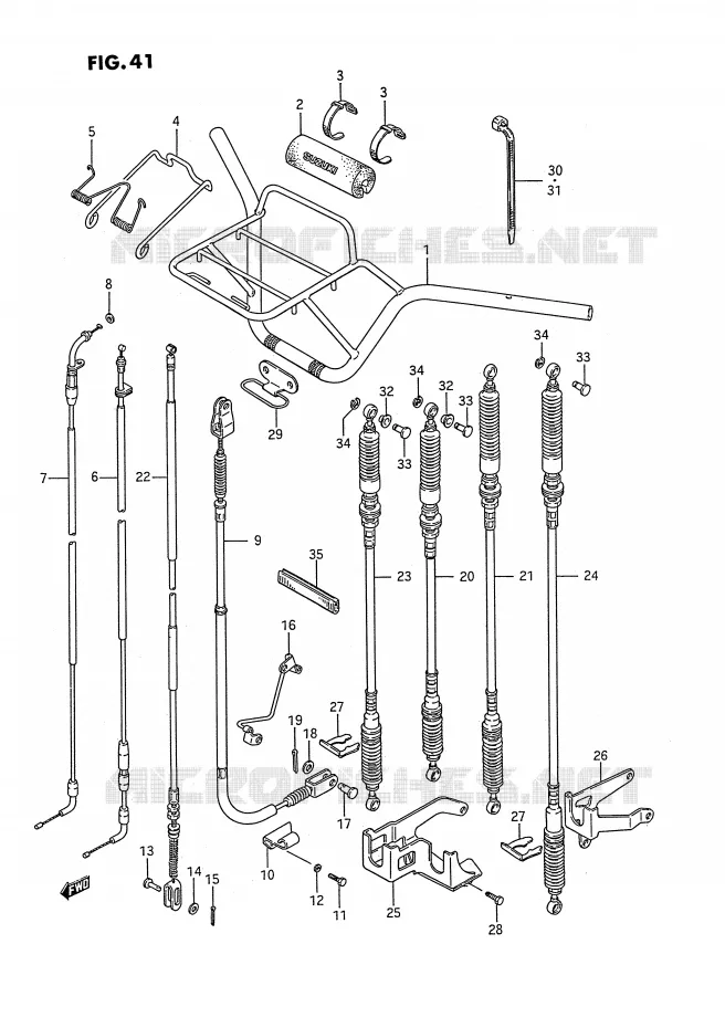 STUUR - KABELS (MODELE H) Suzuki QUAD 250 KINGQUAD 1994  LT-F4WDR(E2)