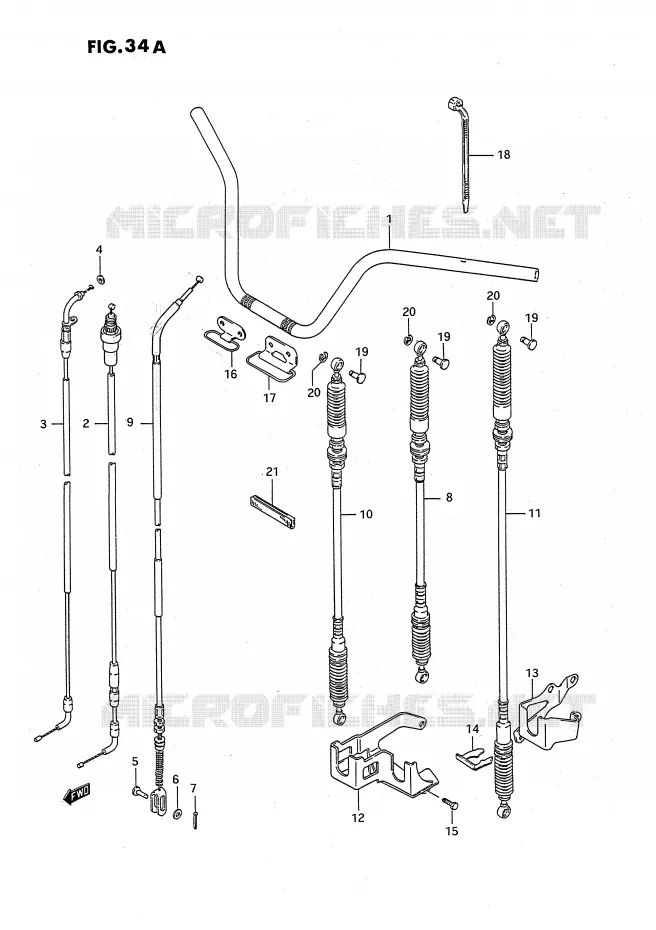 STUUR - KABELS (MODELE L/M/N/P/R/S/T) Suzuki QUAD 250 OZARK 1988  LT-F250J(E3)