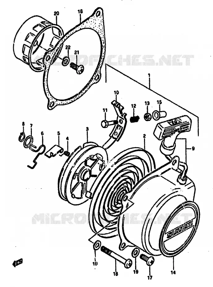 TERUGLOOPSTARTER Suzuki QUAD 50 MINIQUAD-SPORT 1987  LT50H(E/F/G/H/J/K)