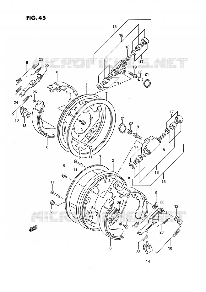 VOOR REM (MODELE J/K/L) Suzuki QUAD 250 OZARK 1996  LT-F250T(E2)