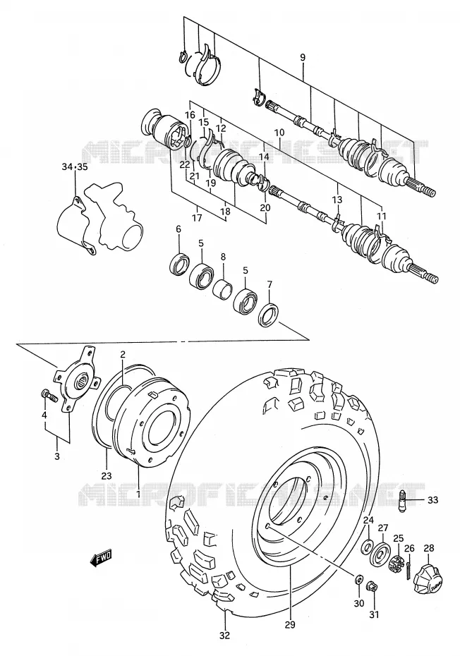 VOORWIEL (MODELE P/R/S) Suzuki QUAD 250 KINGQUAD 1989  LT-F4WDK(E28)