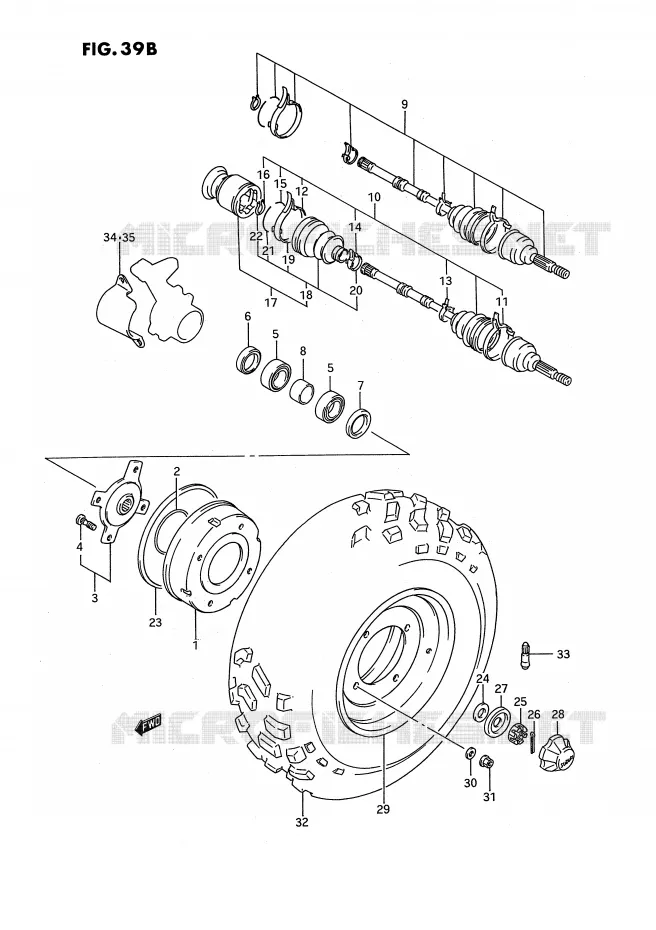 VOORWIEL (MODELE P/R/S) Suzuki QUAD 250 KINGQUAD 1994  LT-F4WDR(E2)
