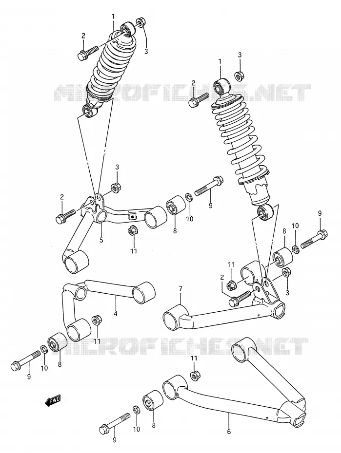 VOORWIELOPHANGING ARM Suzuki QUAD 250 KINGQUAD 1987  LT-F4WDH(E28)