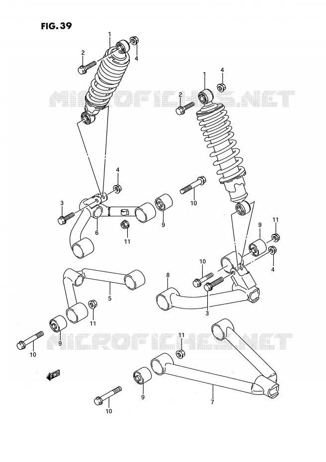 VOORWIELOPHANGING ARM Suzuki QUAD 300 KINGQUAD 1993  LT-F4WDXP(E3)