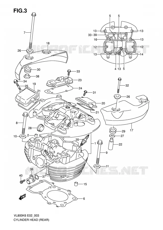 ACHTER CILINDERKOP (MODEL K6/K7/K8) Suzuki MOTO 800 VOLUSIA 2009  VL800CUEK9(E2)