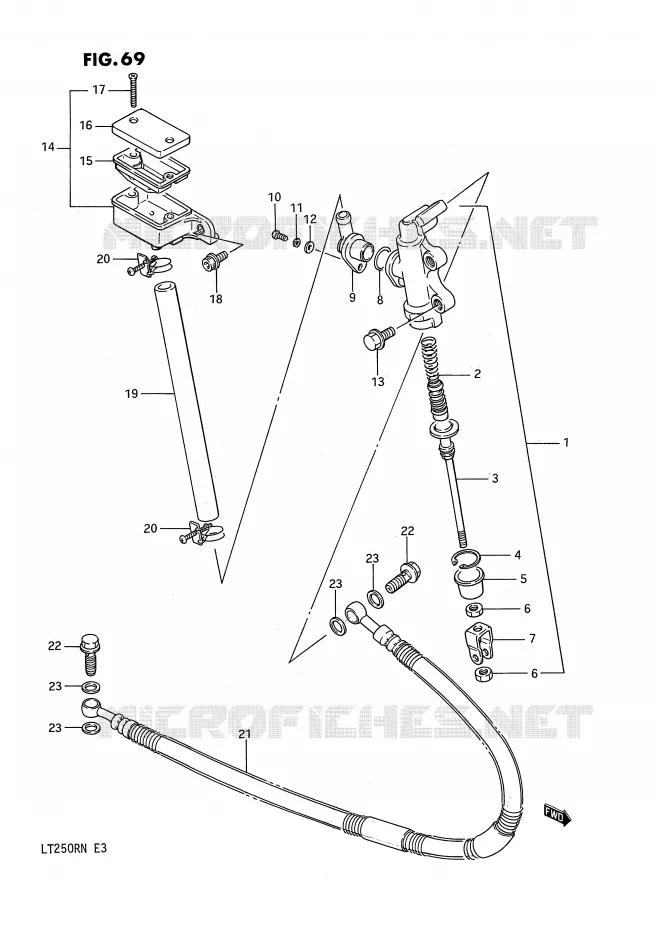 ACHTER HOOFDREMCILINDER (MODELE F) Suzuki QUAD 250 QUADRACER 1987  LT250RH(E3)
