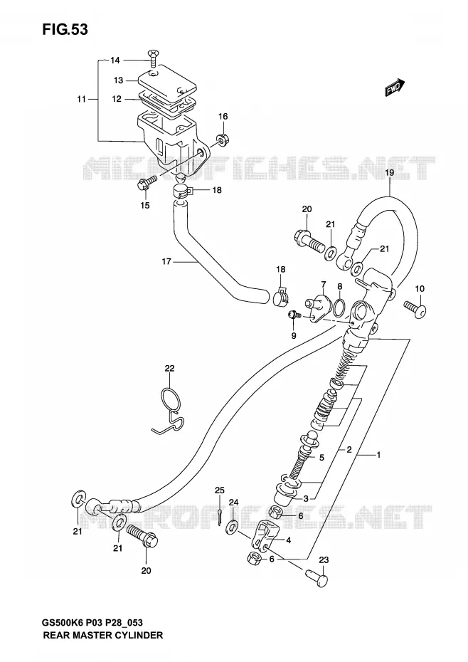ACHTER HOOFDREMCILINDER (MODELE K3) Suzuki MOTO 500 GS-E 2004  GS500K4(P3)