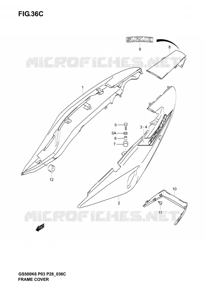 ACHTER KUIP  (GS500K5 P28) Suzuki MOTO 500 GS-F 2004  GS500FK4(P3)